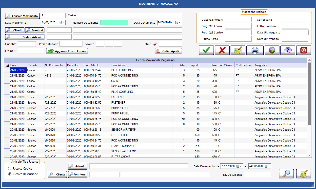 Movimenti magazzino